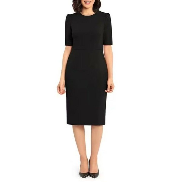 Donna Morgan black crew neck sheath dress size 4 - Picture 3 of 5